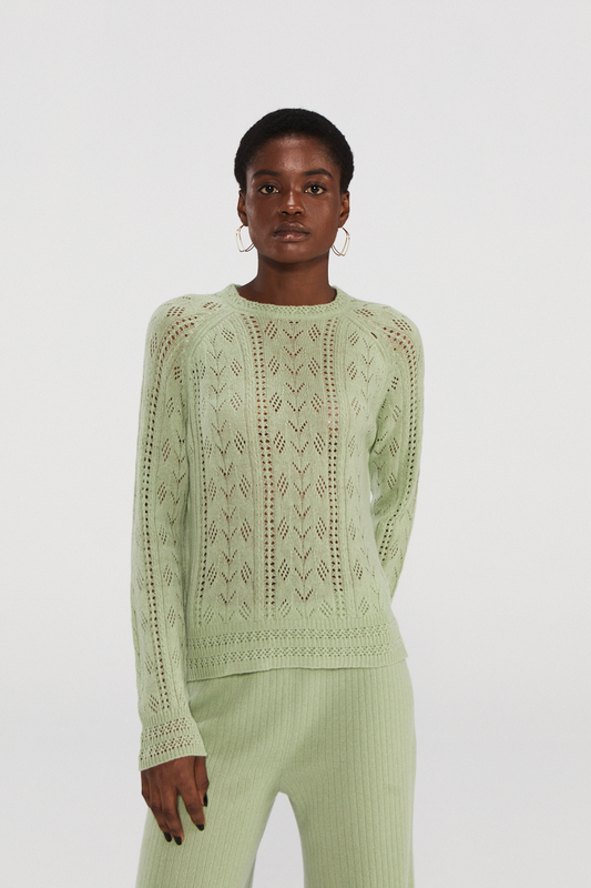 Leichter Kaschmirpullover mit Openwork -Design