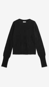 Fashion Design Black Cashmere Crewneck -Pullover