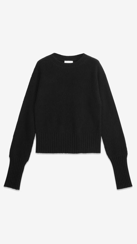 Fashion Design Black Cashmere Crewneck -Pullover
