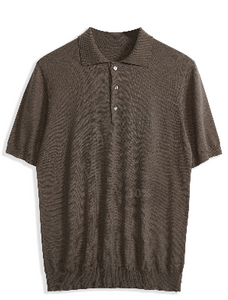 Herren Polo-T-Shirt Hellbraun Kurzarm Seidenbaumwollpullover