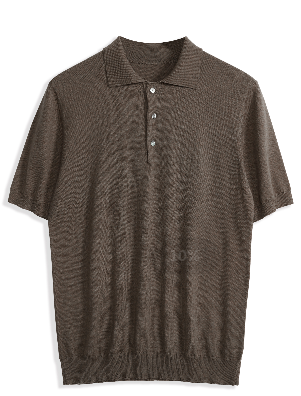 Herren Polo-T-Shirt Hellbraun Kurzarm Seidenbaumwollpullover