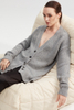 Grau gestrickte Langarm-Strickjacke