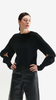 Fashion Design Black Cashmere Crewneck -Pullover