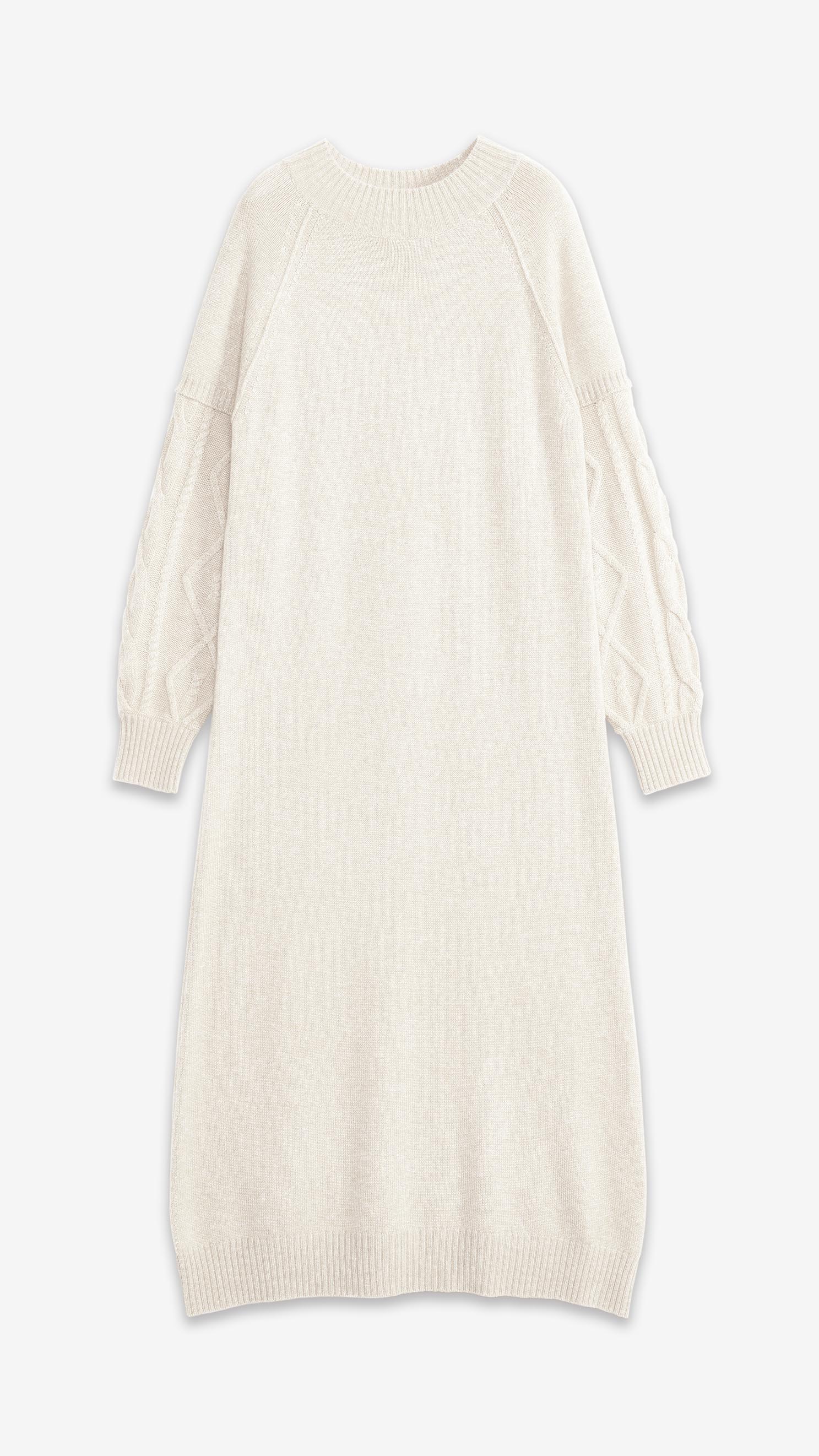 Klassisches Kaschmirkleid mit Zopfmuster für Damen | Luxus-Pulloverkleid OEM-Hersteller