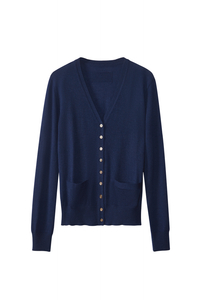 Klassische Navy Cashmere Cardigan