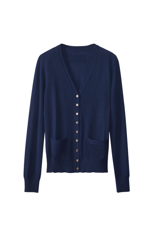 Klassische Navy Cashmere Cardigan