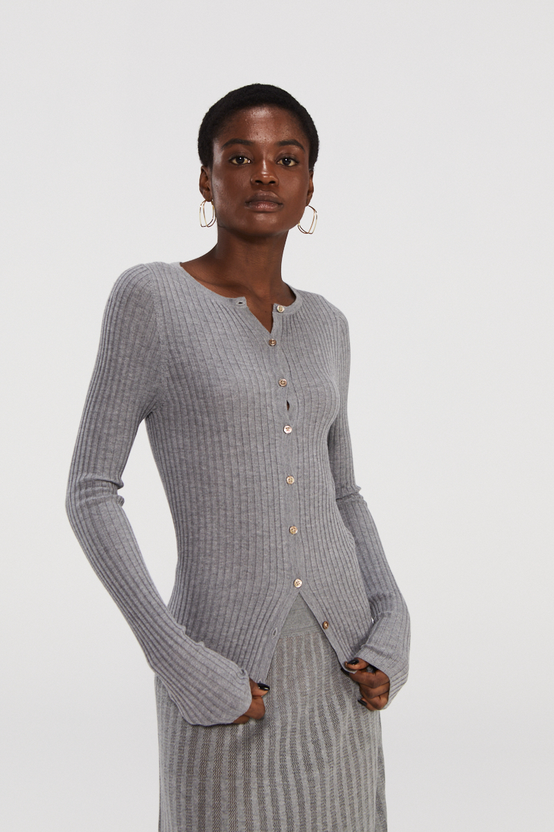 Luxus glänzender Seidenmischung Strick -Strickjacke