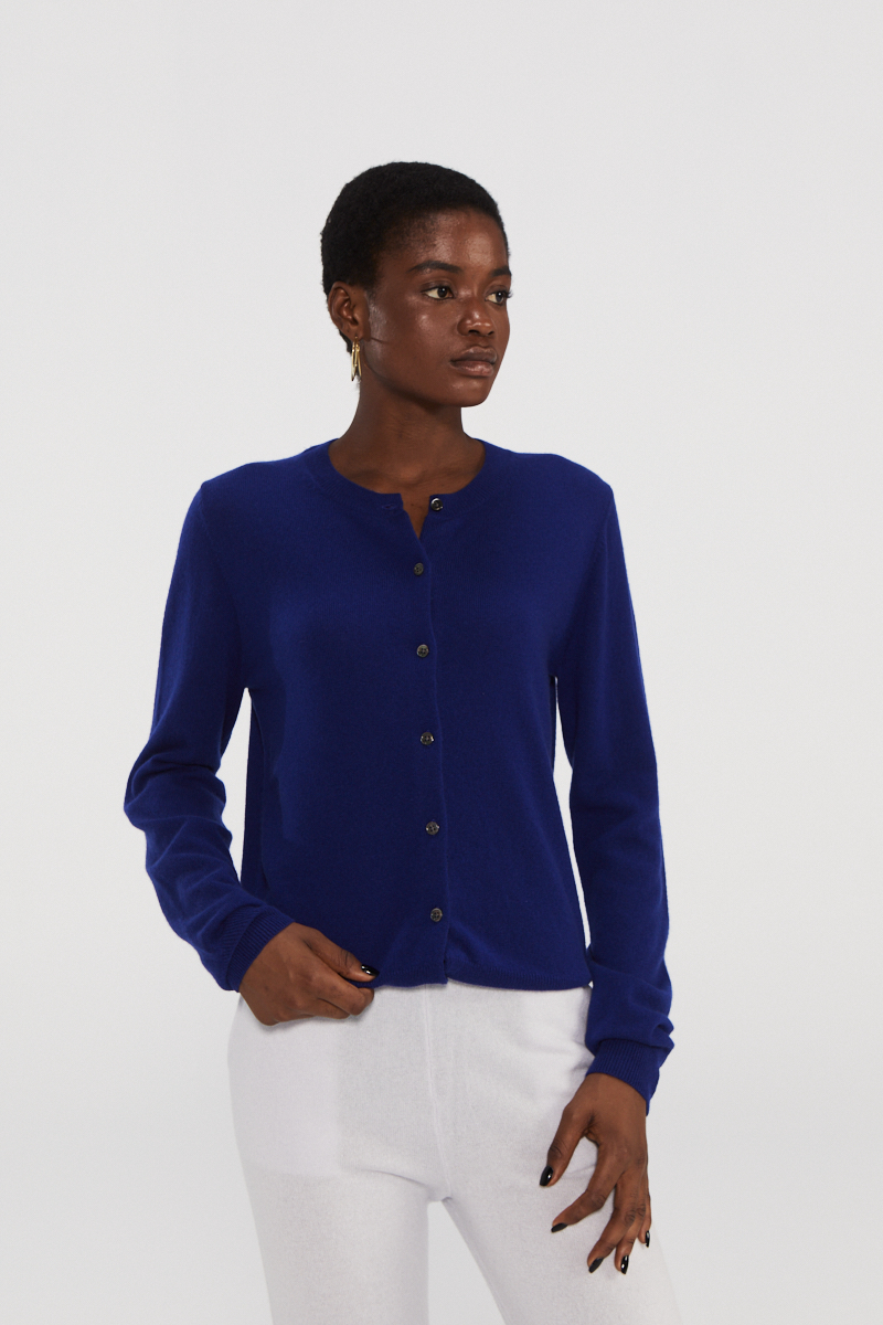 Premium Navy Cashmere Cardigan Pullover