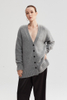 Grau gestrickte Langarm-Strickjacke