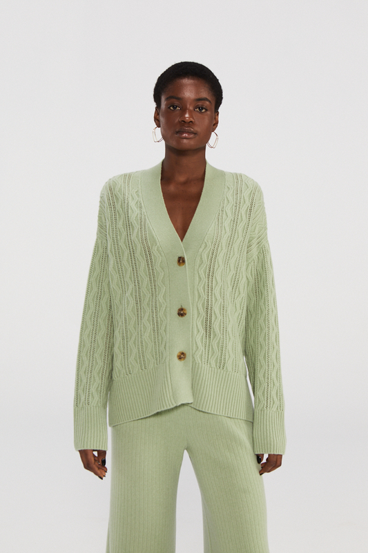 Chic Pure Cashmere Cardigan mit Knopf