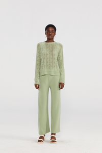 Hellgrüne Openwork Cashmere Top