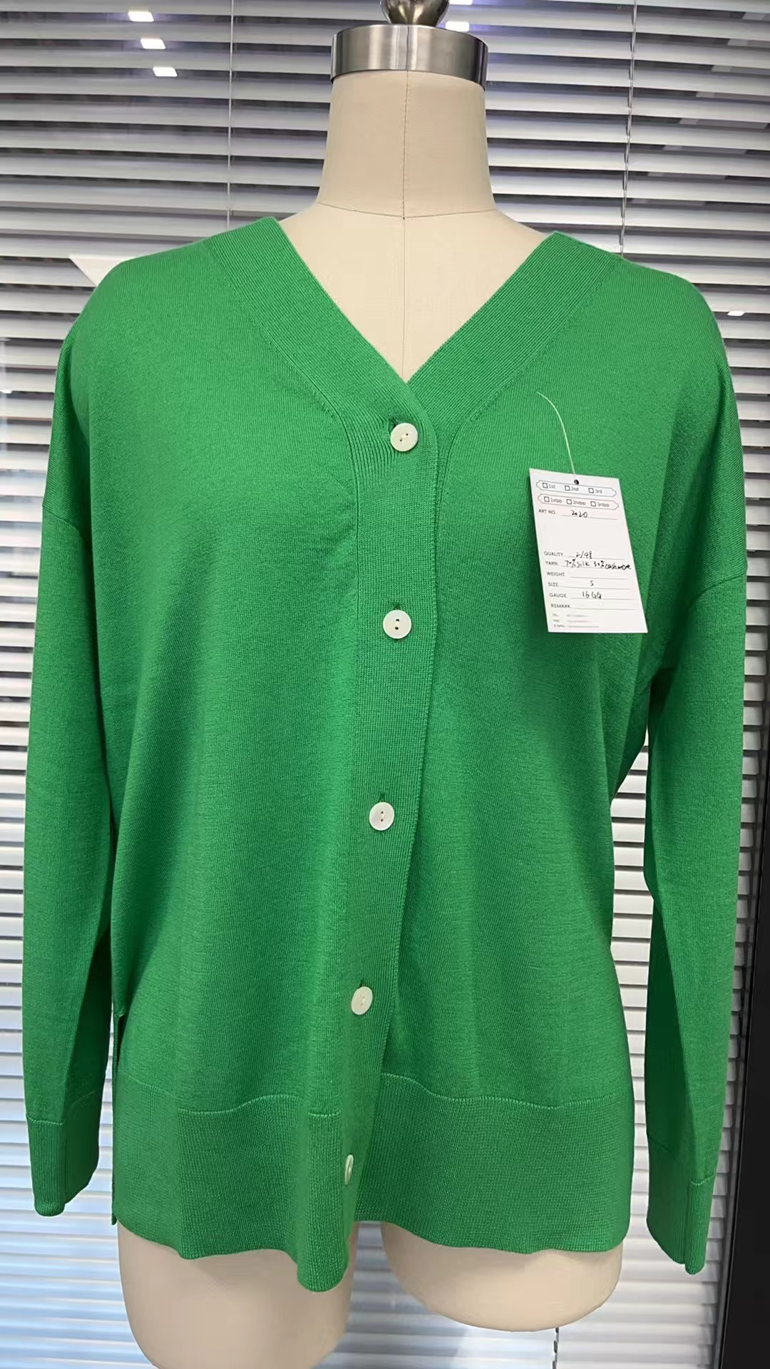 Damen V Neck Pure Cashmere Button Strickjacke 