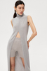 Reine Kaschmir -Kleid von Frauen mit hohem Nackengrau