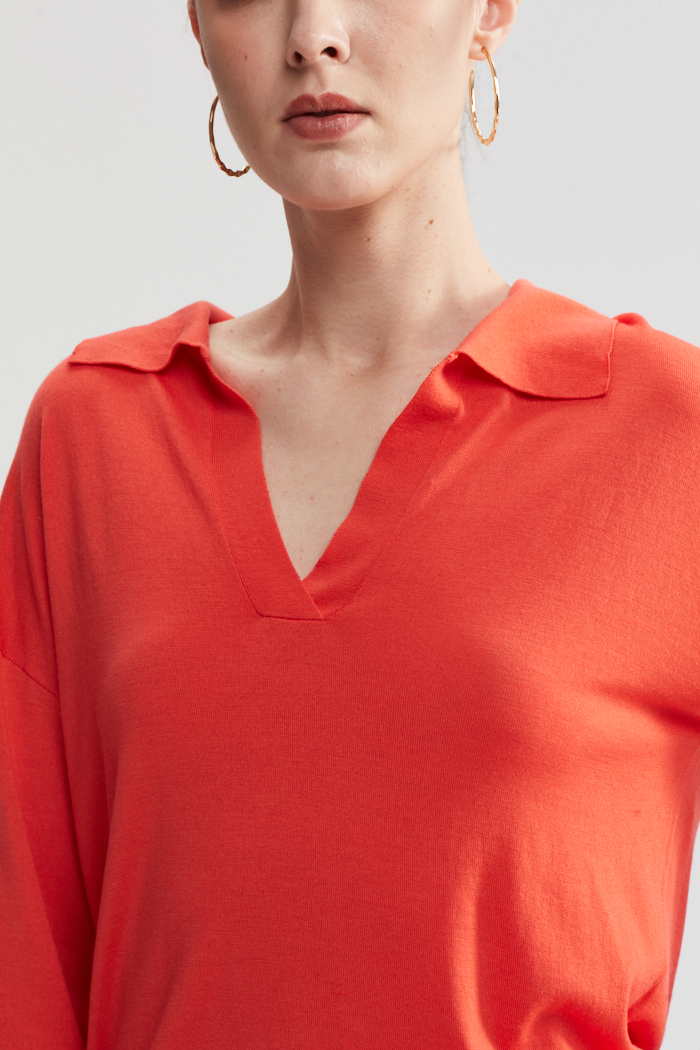 Orange langen Ärmel-Strickpullover