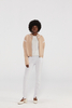 Beige Cashmere Strick Bomberjacke mit weißer Ausstattung