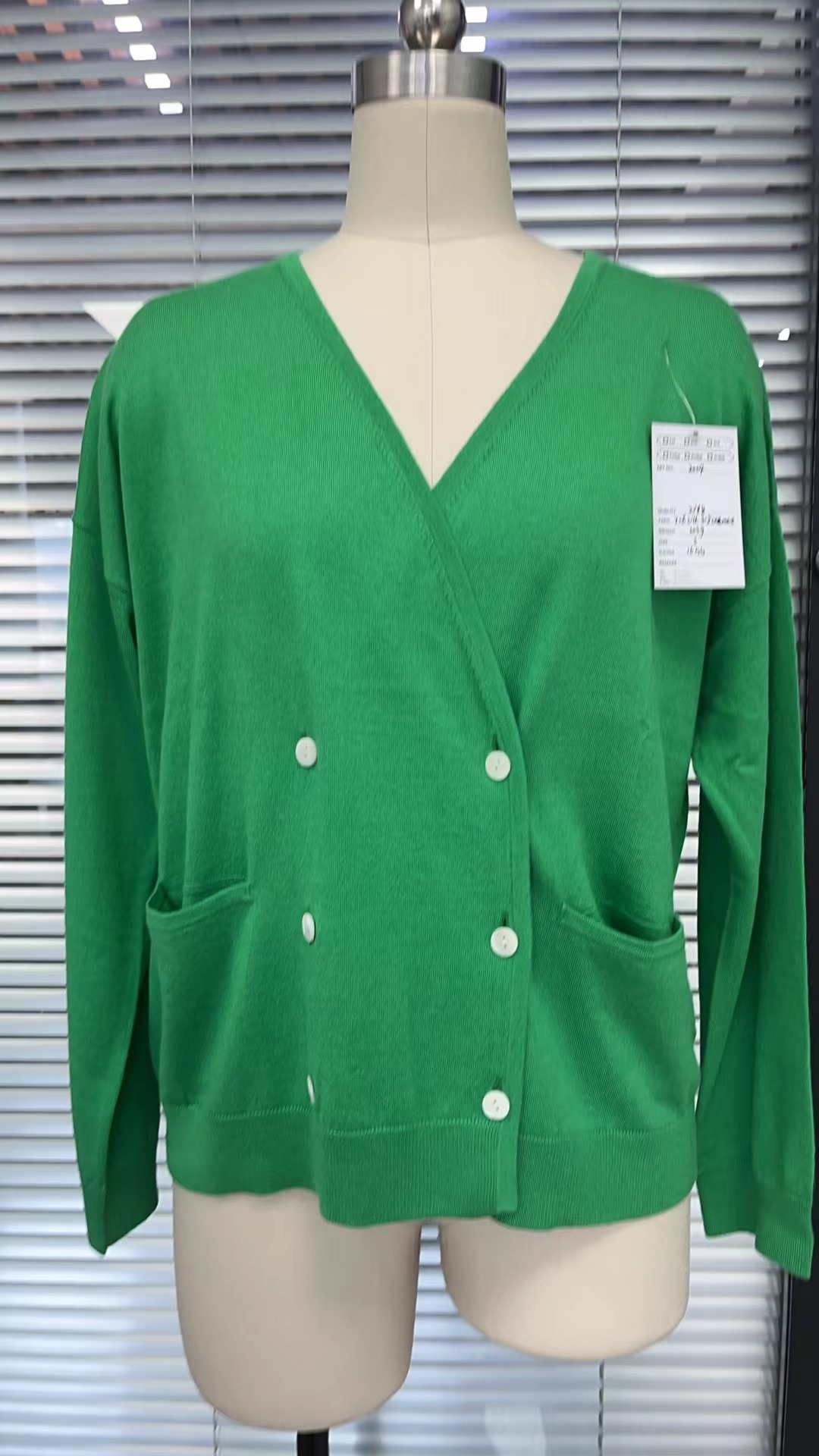 Damen V Neck Pure Cashmere Button Strickjacke 