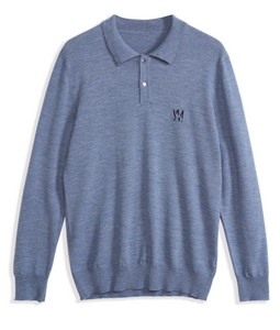 Männer Polo Pure Woll Lavendel grauer Pullover