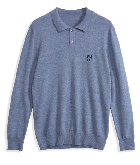 Männer Polo Pure Woll Lavendel grauer Pullover