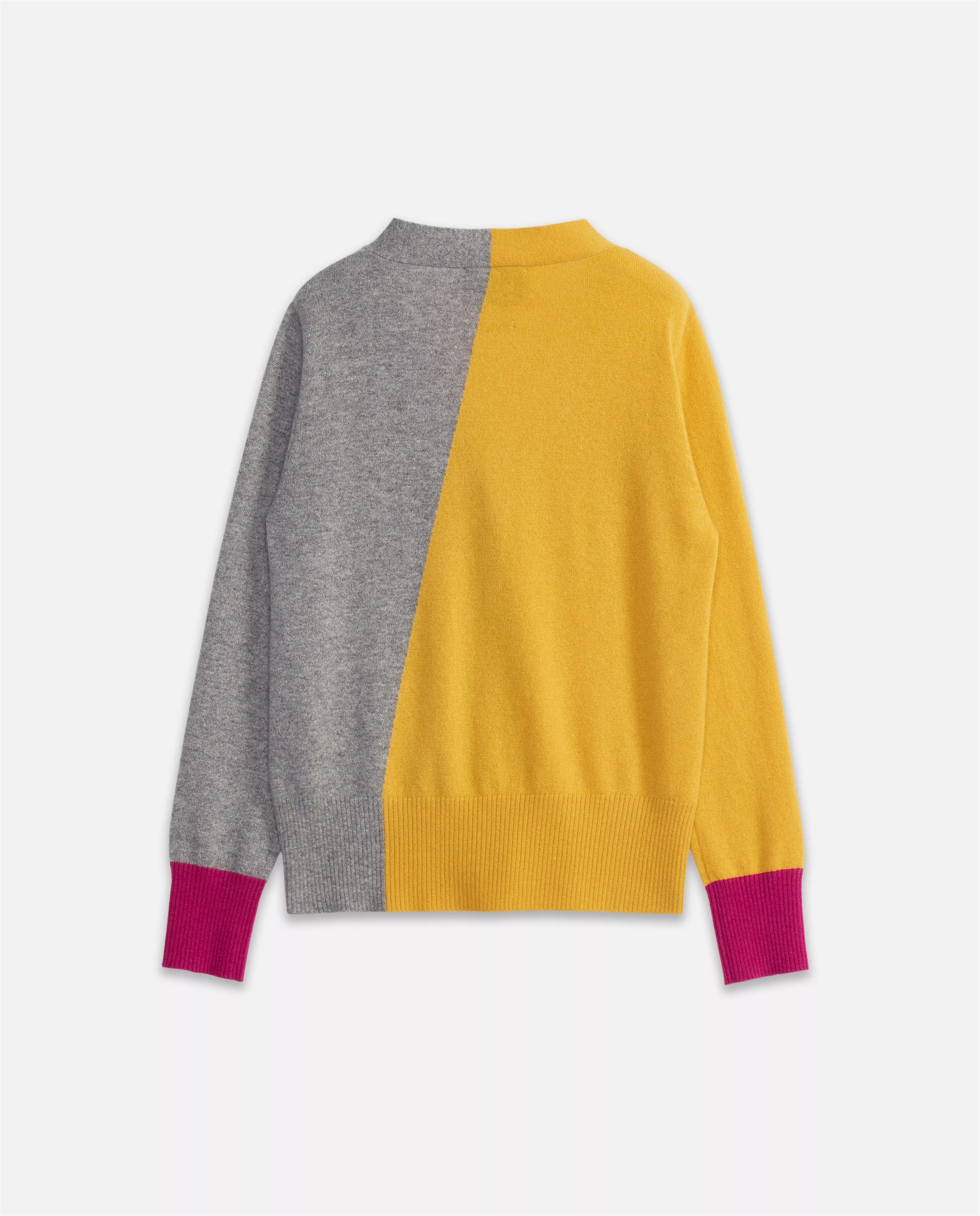 Maßgeschneiderte Strickjacke aus reinem Kaschmir mit V-Ausschnitt und Farbblock | OEM-Hersteller von Damenstrickwaren