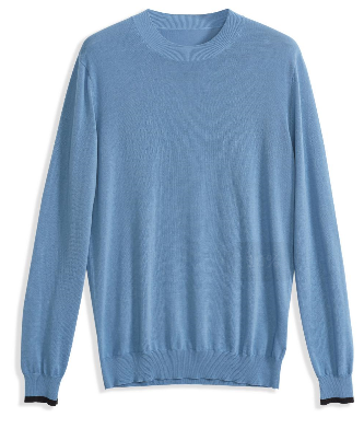 Herren runder Nackenblau reiner Baumwollpullover
