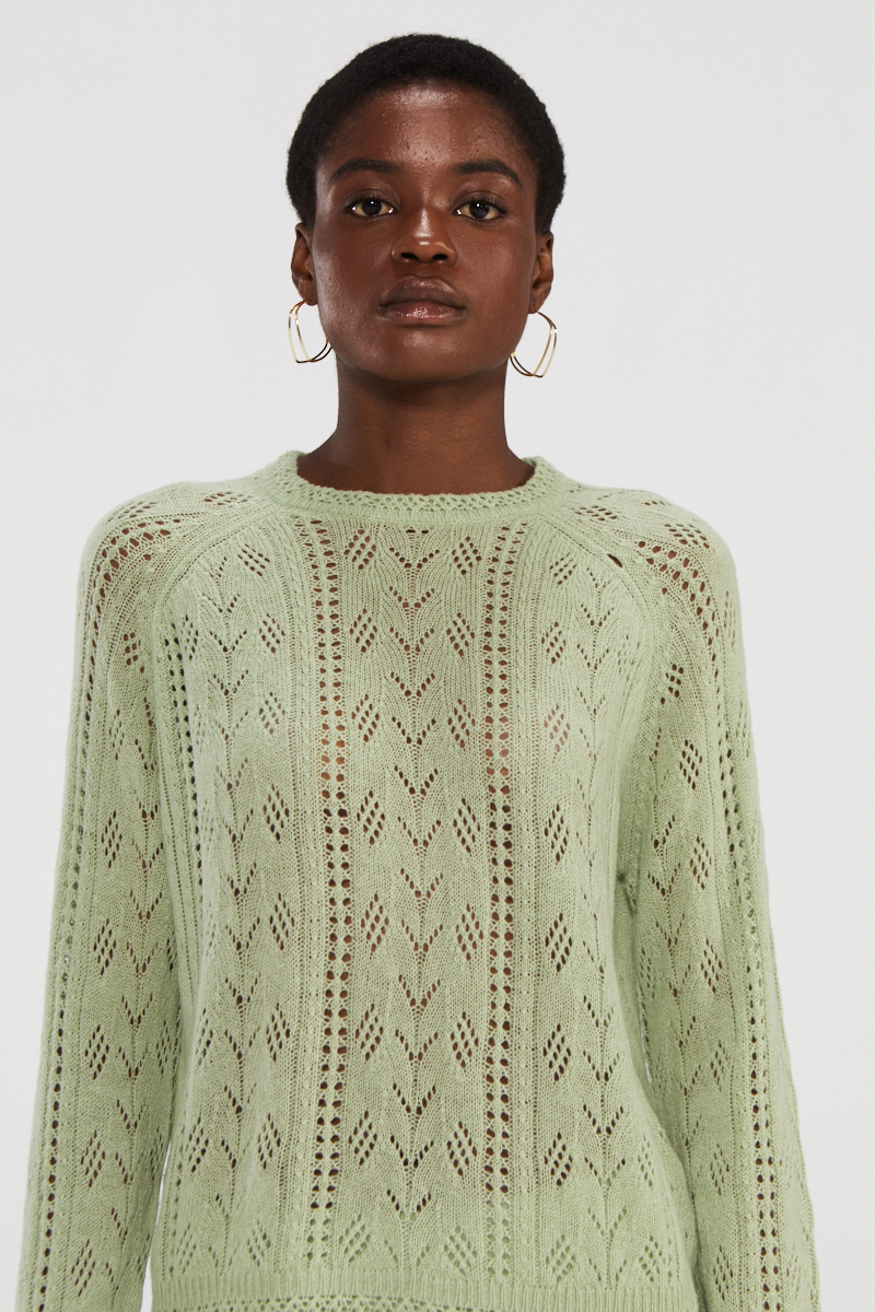 Leichter Kaschmirpullover mit Openwork -Design