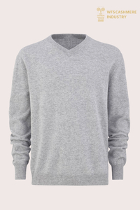 Premium-Herrenpullover aus 12 GG reinem Kaschmir mit V-Ausschnitt | Maßgeschneiderte Strickwaren OEM