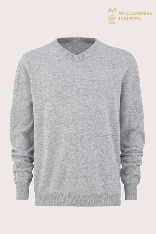 Premium-Herrenpullover aus 12 GG reinem Kaschmir mit V-Ausschnitt | Maßgeschneiderte Strickwaren OEM