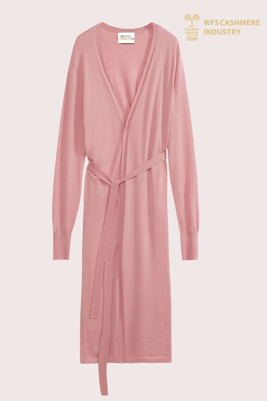 Lange Strickjacke aus Premium-Seiden-Kaschmir-Mischung | 16GG OEM-Strickwaren für Damen