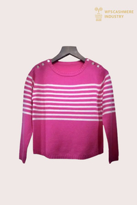 Gestreifter Premium-Pullover aus 15 μm reinem Kaschmir | Hersteller kundenspezifischer OEM-Strickwaren