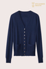 Hochwertiger 12GG-Cardigan aus reinem Kaschmir für Damen (klassisches Marineblau) | Kundenspezifischer OEM