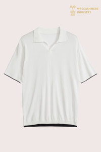 Hochwertiges Herren-Poloshirt aus 16 GG reiner Baumwolle mit V-Ausschnitt | Johnny Collar Strickwaren OEM