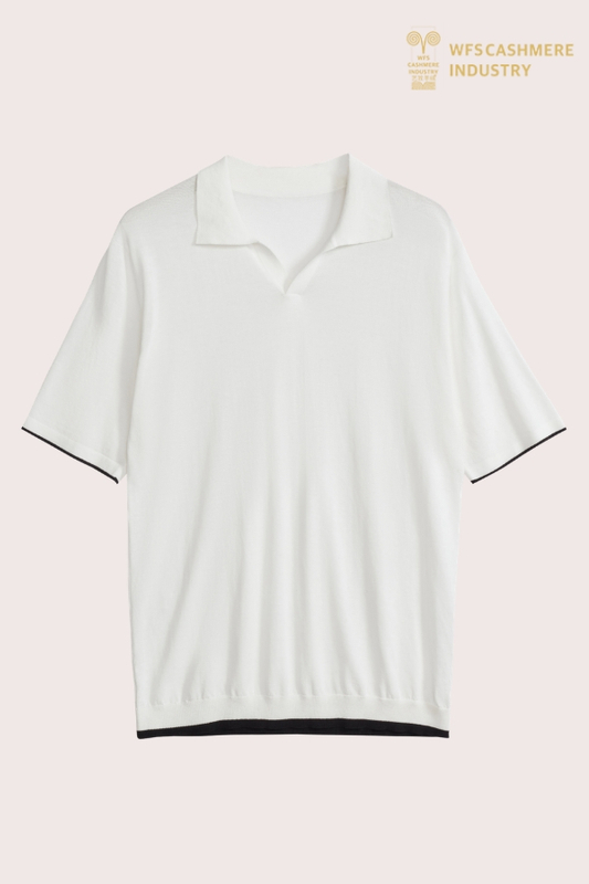 Hochwertiges Herren-Poloshirt aus 16 GG reiner Baumwolle mit V-Ausschnitt | Johnny Collar Strickwaren OEM