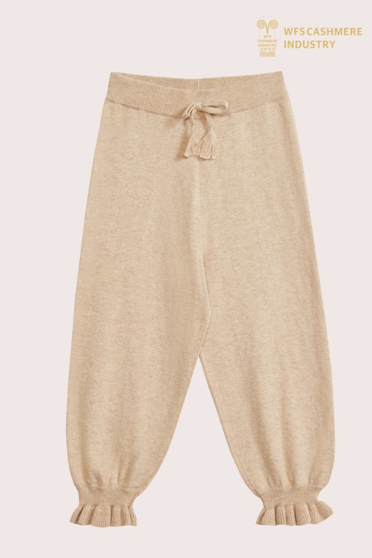 Ultraweiche Kinder-Strickhose aus 100 % gebürstetem Kaschmir in Beige | OEM-Hersteller von Kinderbekleidung