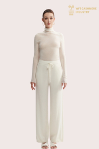 Damenhose mit weitem Bein aus reinem Kaschmir | Luxus-Strickhosen OEM-Hersteller