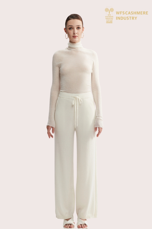 Damenhose mit weitem Bein aus reinem Kaschmir | Luxus-Strickhosen OEM-Hersteller