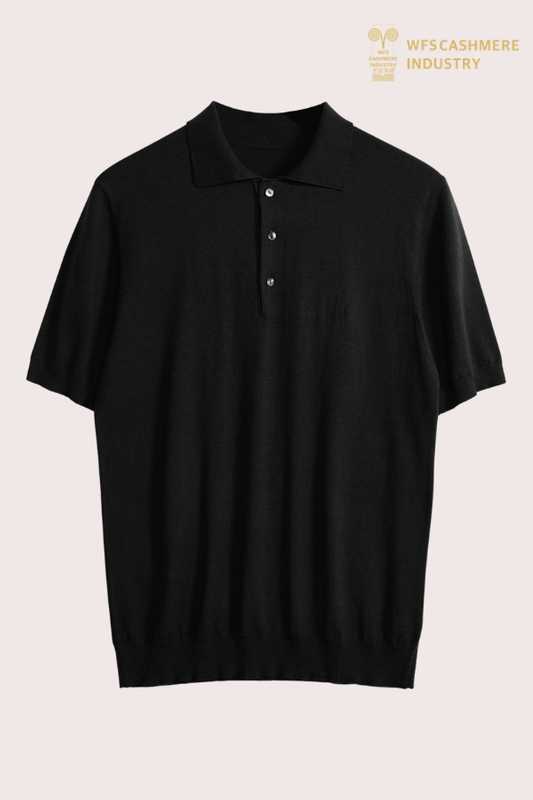 Hochwertiges 16GG-Seiden-Baumwoll-Poloshirt mit Perlmuttknöpfen | Luxus-Herrenbekleidung OEM