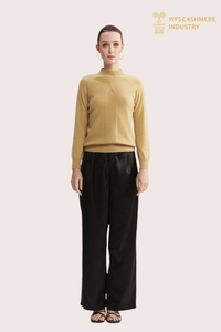 Premium nahtloser hellgelber Pullover aus 100 % Kaschmir | Fortschrittliche OEM/ODM-Strickwaren