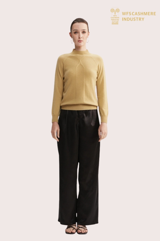 Premium nahtloser hellgelber Pullover aus 100 % Kaschmir | Fortschrittliche OEM/ODM-Strickwaren
