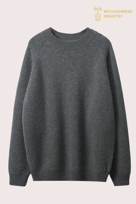 Premium Herren-Pullover mit Rundhalsausschnitt in Heather Grey | Kaschmir-OEM