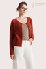 Erstklassiger dunkelroter Strickmantel/Cardigan aus 100 % gebürstetem Kaschmir | OEM-Hersteller
