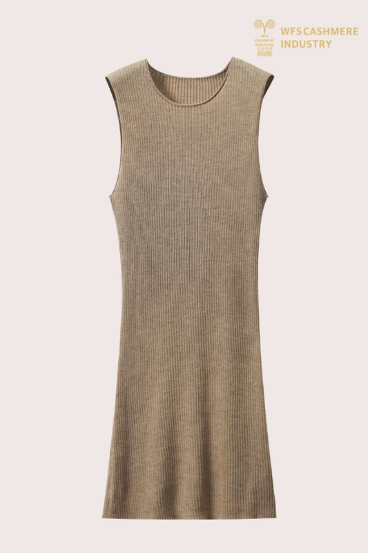 Minimalistisches ärmelloses Strickkleid mit Rundhalsausschnitt für Damen | Vielseitiger Kapsel-OEM-Hersteller