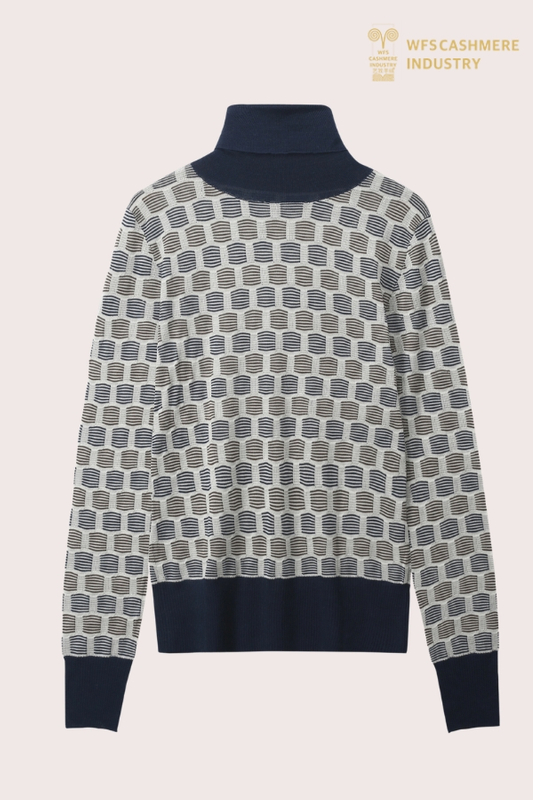 Maßgeschneiderter Rollkragenpullover in Blockfarben | Intarsien-Strickwaren OEM