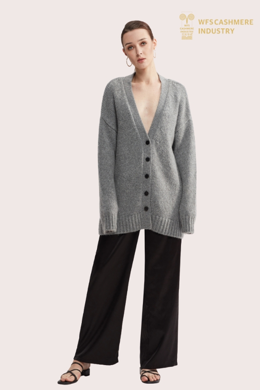 Hochwertiger RWS-Cardigan aus Woll- und Kaschmirmischung mit V-Ausschnitt | Nachhaltige OEM-Strickwaren