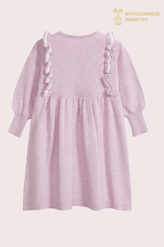 Premium-Kaschmirkleid aus rosafarbener Baumwolle für Kinder | OEM-Hersteller von Luxusstrickwaren für Mädchen