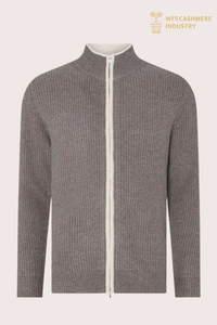 Herren-Cardigan mit Reißverschluss aus 12 GG reinem Kaschmir (Mikroripp) | Hersteller kundenspezifischer OEM-Strickwaren