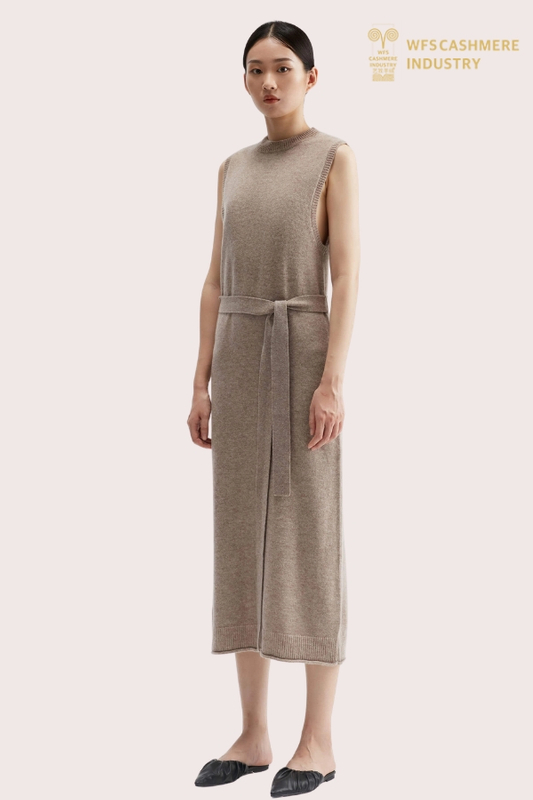 Vielseitiges Tunika-Midikleid aus Kaschmir mit Gürtel für Damen | Luxus-Strickwaren-OEM-Hersteller