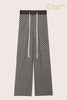 Schwarz-weiß gestreifte Strickhose mit weitem Bein und Schnürung für Damen | Resort Wear OEM-Hersteller