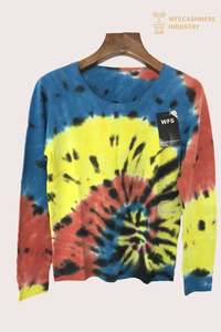 Hochwertiger handgefertigter Batik-Kaschmirpullover | Kundenspezifischer Farbstoff-OEM