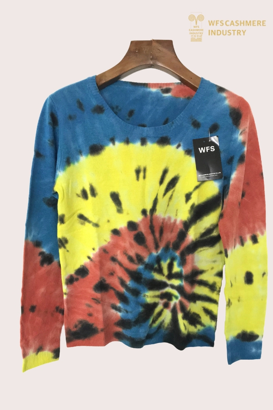 Hochwertiger handgefertigter Batik-Kaschmirpullover | Kundenspezifischer Farbstoff-OEM