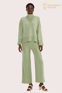 Hellgrüne Strickhose mit weitem Bein für Damen | Fluid Loungewear OEM-Hersteller